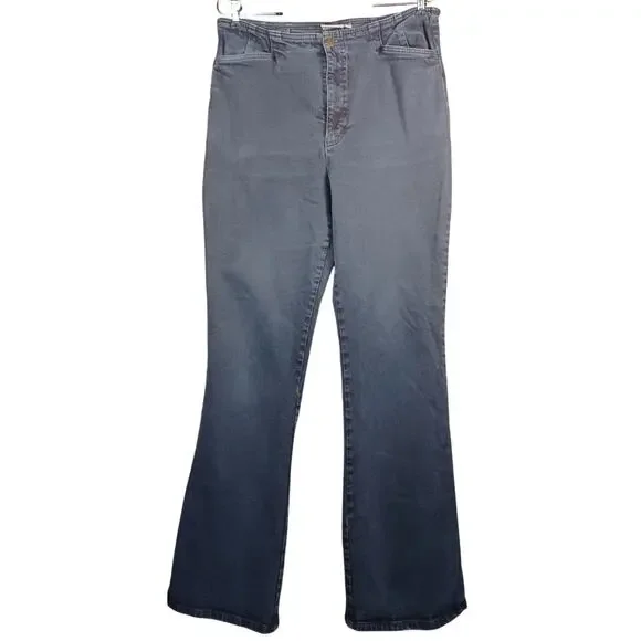 Norm Thompson Women's Size 12 Washed Black Stretch Denim High Rise Flare Jeans - Picture 2 of 8